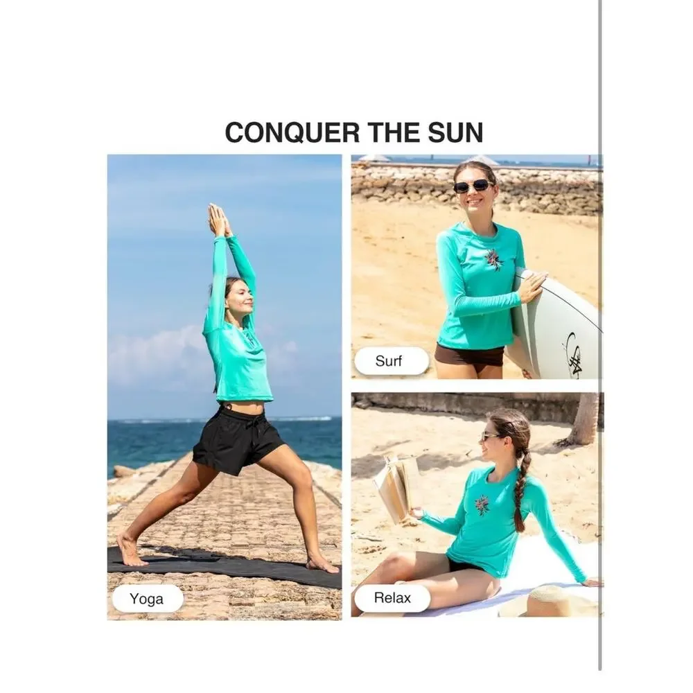Kanu Surf Misses UPF 50+ Long Sleeved Active Rashguard & Workout Top Medium